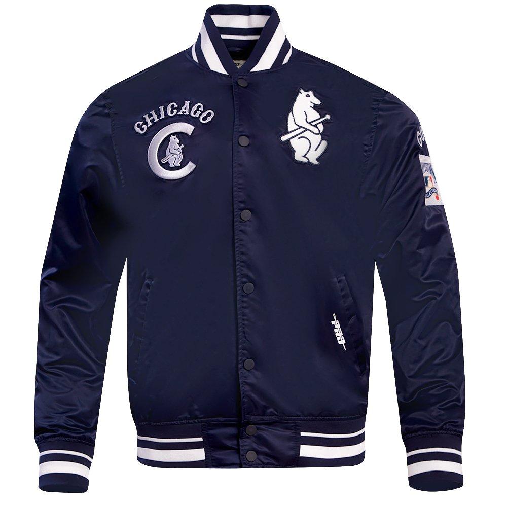 Pro Standard Men's MLB Chicago Cubs Retro Classic Rib Satin Jacket -Navy